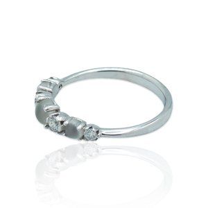 Superoro 18K White Gold Diamond Moonstone Ring